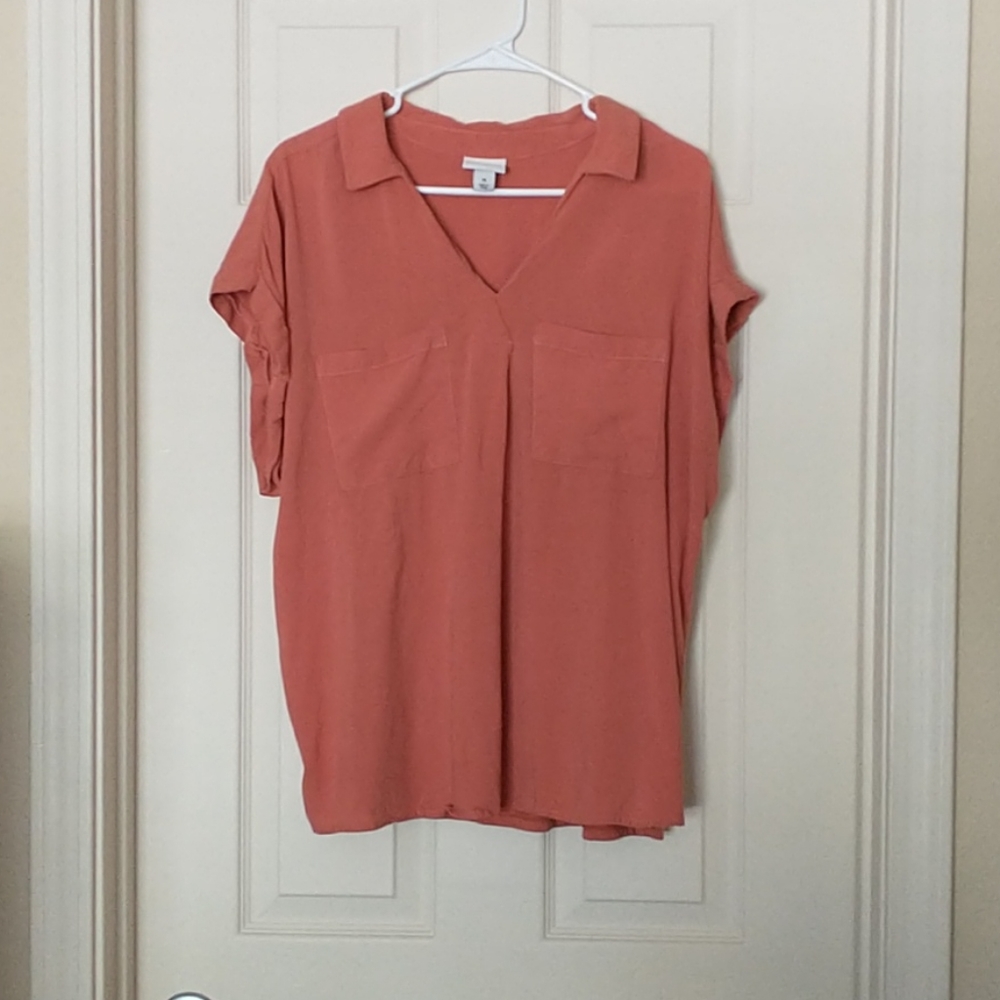 Ava and Viv Collared Short-Sleeve Blouse